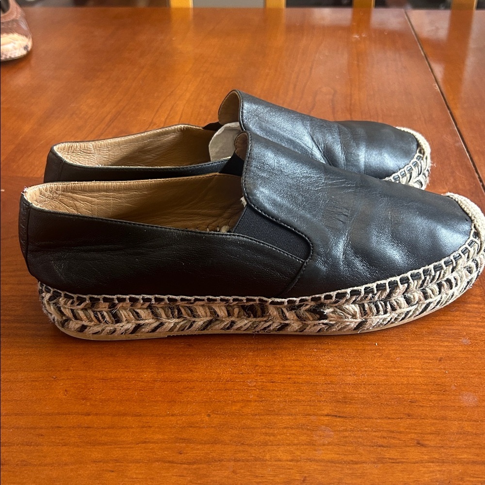 AQUATALIA Jen Black Leather Espadrilles Size 9